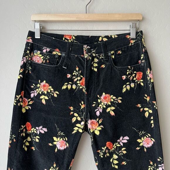 R13 Black Kick‎ Fit Floral Print High Rise Cropped Flare Pants Size 27 - Picture 3 of 13